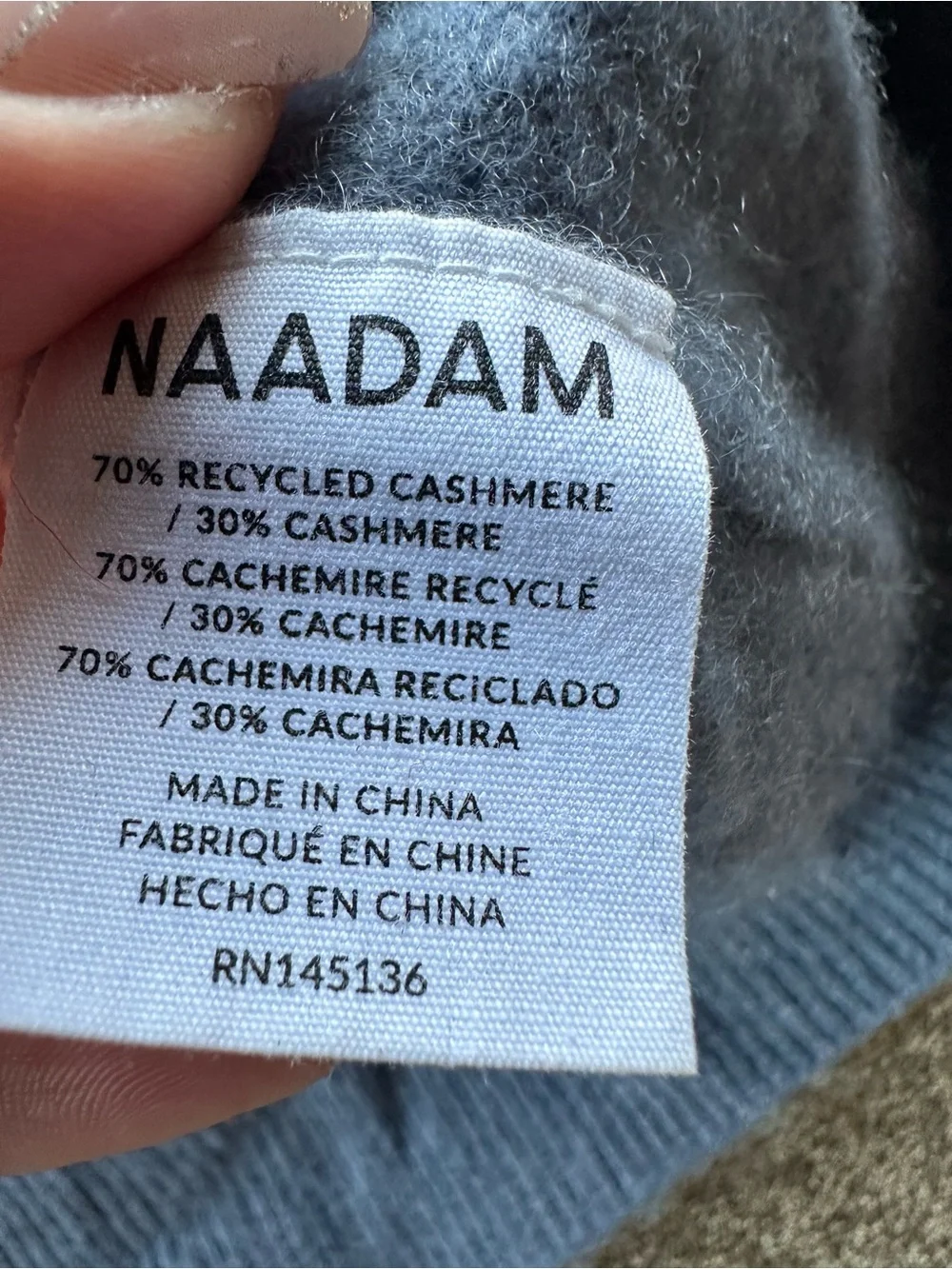 Naadam Gray Cashmere Henley Sweater